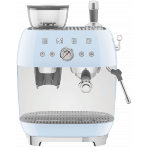 Smeg 50's Style Espresso Machine With Built In Grinder Pastel Blue