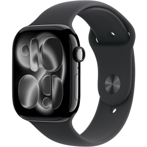 Apple Watch Series 11GPS46mmJet Black Aluminium Case - Black Sport Band S/M
